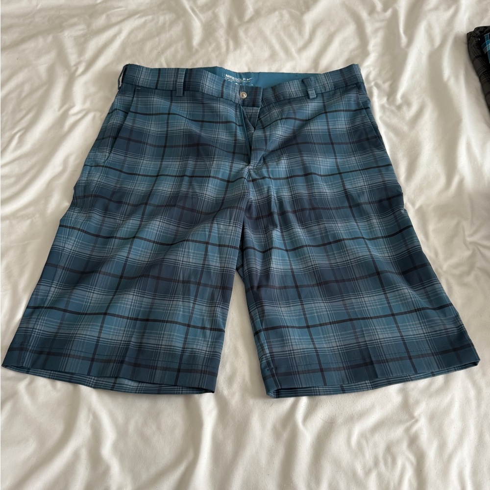 Nike Golf Teal and Gray Plaid Shorts